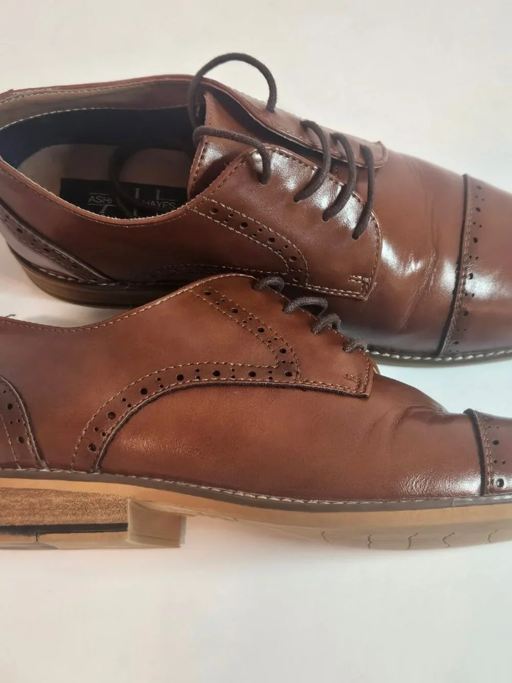 Ashford Hayes Classic Brown Leather Kids Dress Oxfords Size 6